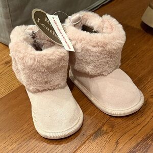 Pink Faux Fur Baby Boots